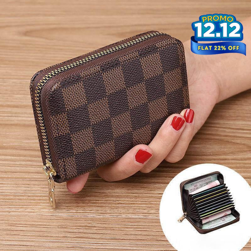 Checkered Pattern Multi-Pocket Wallet-DIVERSITY