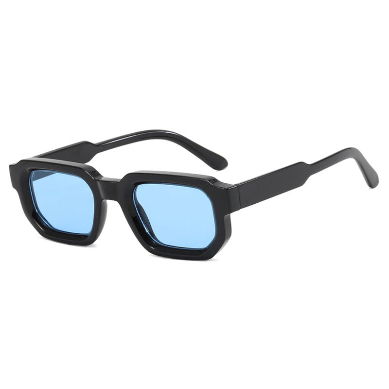 Modern Square Luxe Sunglasses - Black Frame Blue Lens