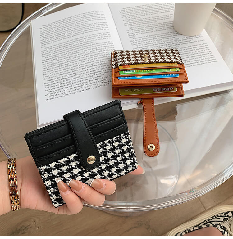 Plaid Pattern Card Holder Wallet