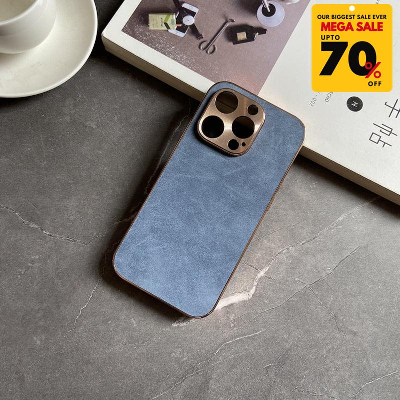 Suede Leather iPhone Case - Blue