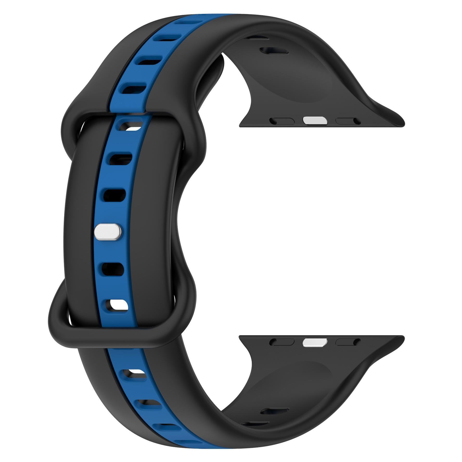 Dual Stripe Silicone Strap For Apple Watch - Black Blue