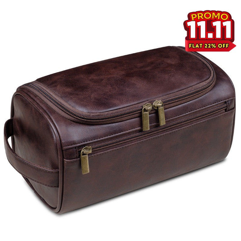 Vintage Faux Leather Toiletry Bag-DIVERSITY