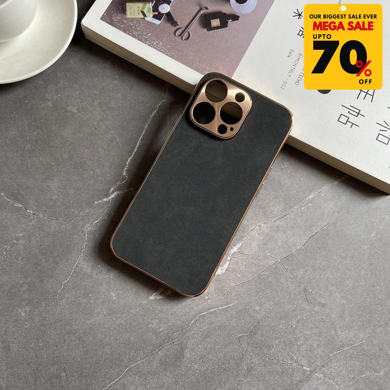 Suede Leather iPhone Case - Black