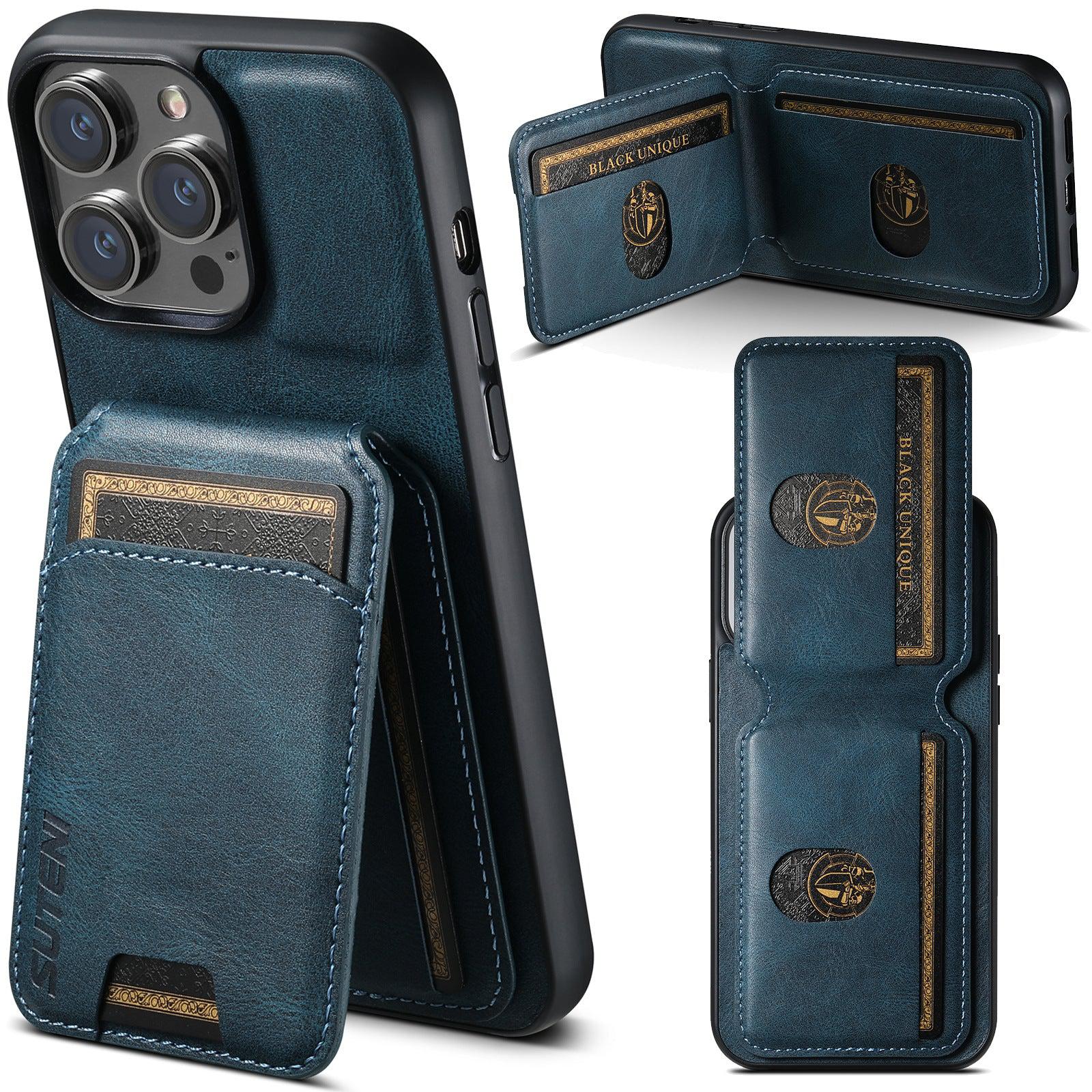 SUTENI Premium Faux Leather Magnetic Card Holder iPhone Case