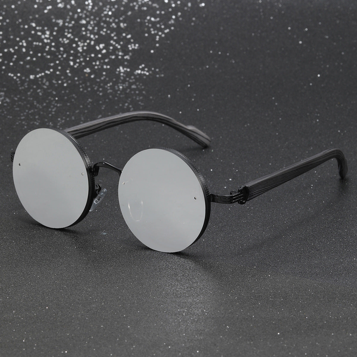 Retro Steampunk Round Sunglasses - Grey