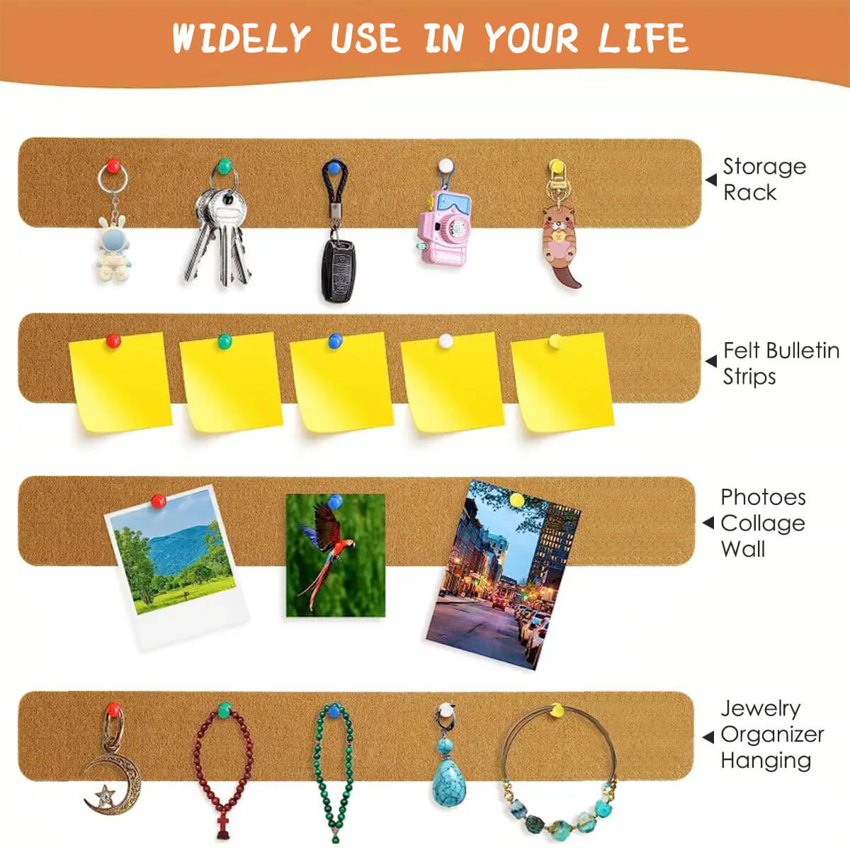 Self-Adhesive Long Cork Board Strips