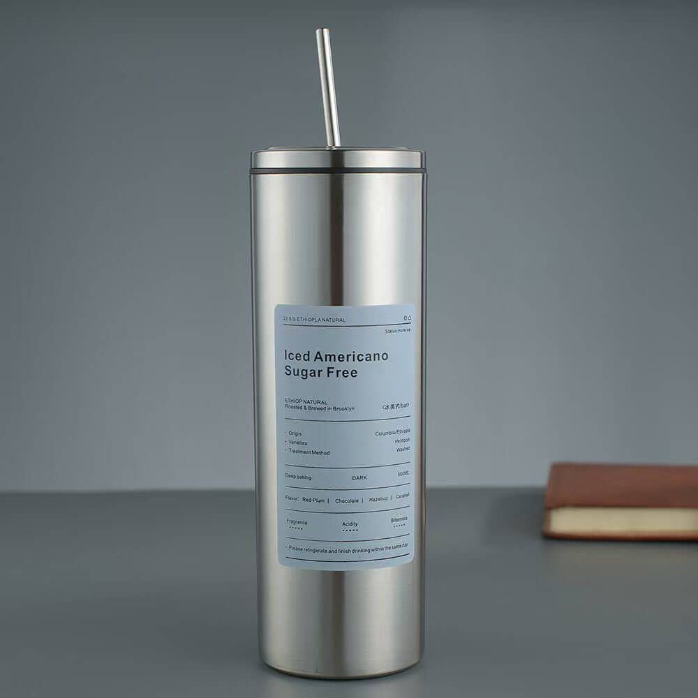 Stainless Steel Iced Americano Coffee Tumbler - Silver