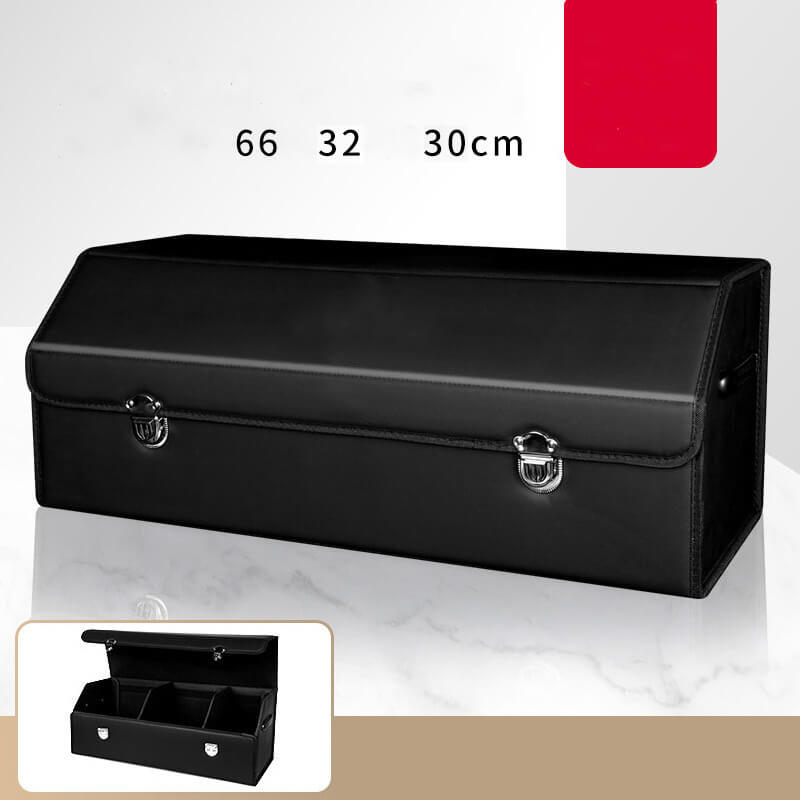 Car Leather Trunk Organizer Box - Black