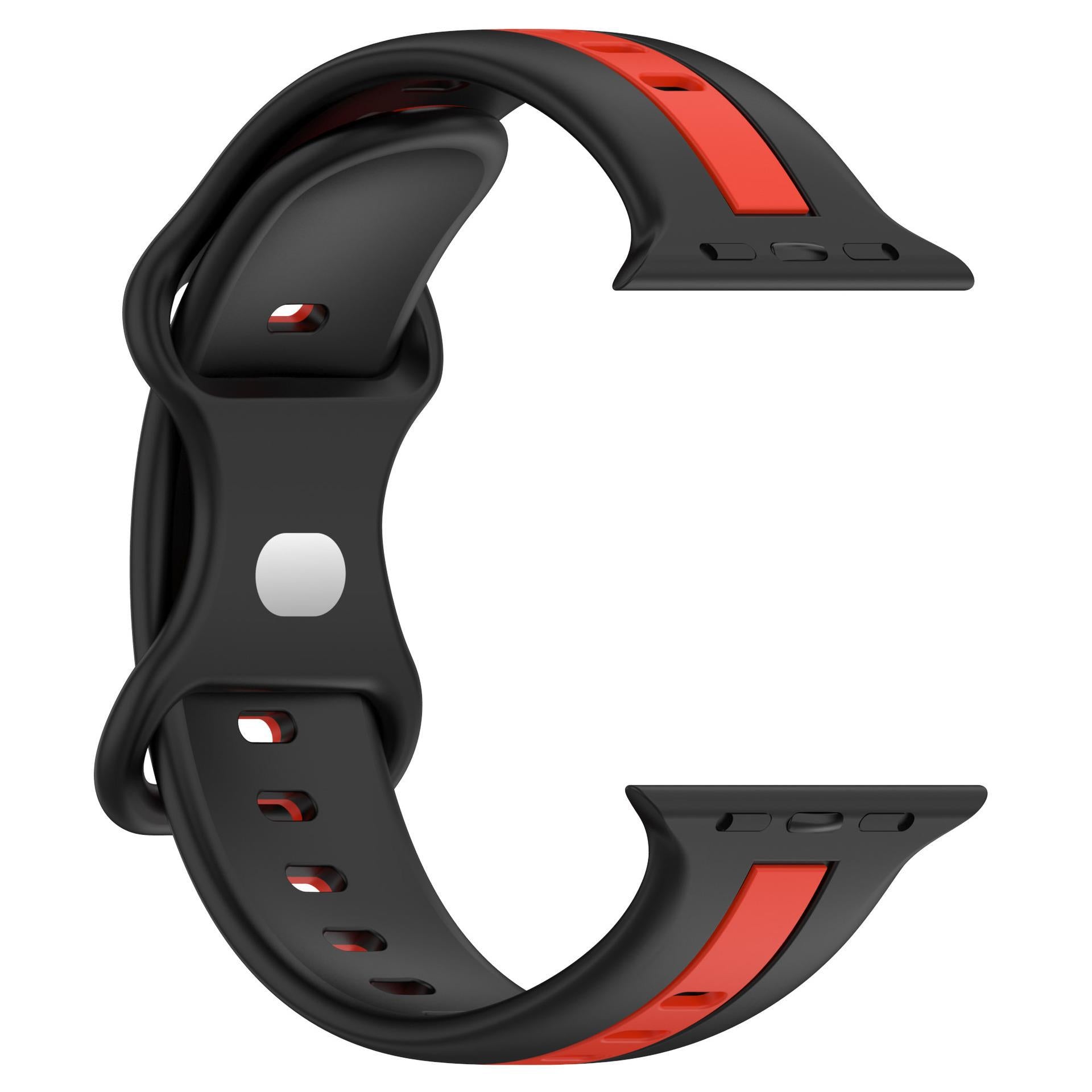 Dual Stripe Silicone Strap For Apple Watch - Black Red