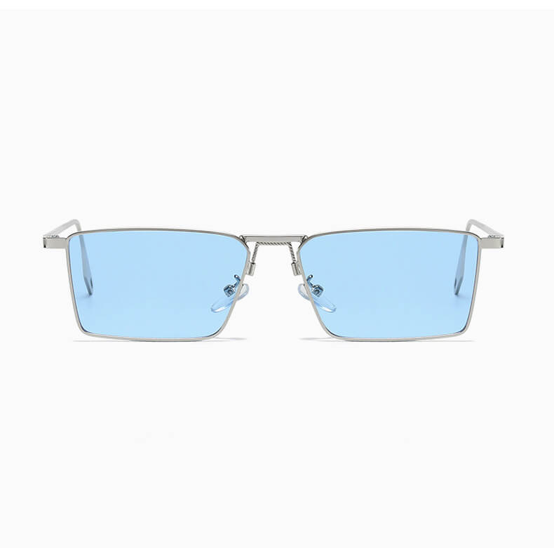 NEXUS Rectangular Sunglasses - Silver Frame Blue Lens