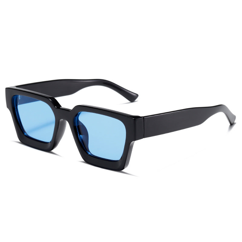 Urban Edge Rectangular Sunglasses - Black Frame Blue Lens