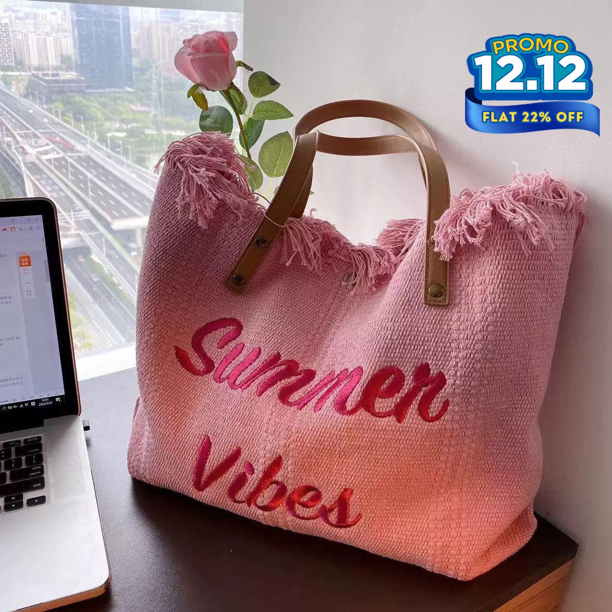 Summer Vibes Canvas Handbag-DIVERSITY