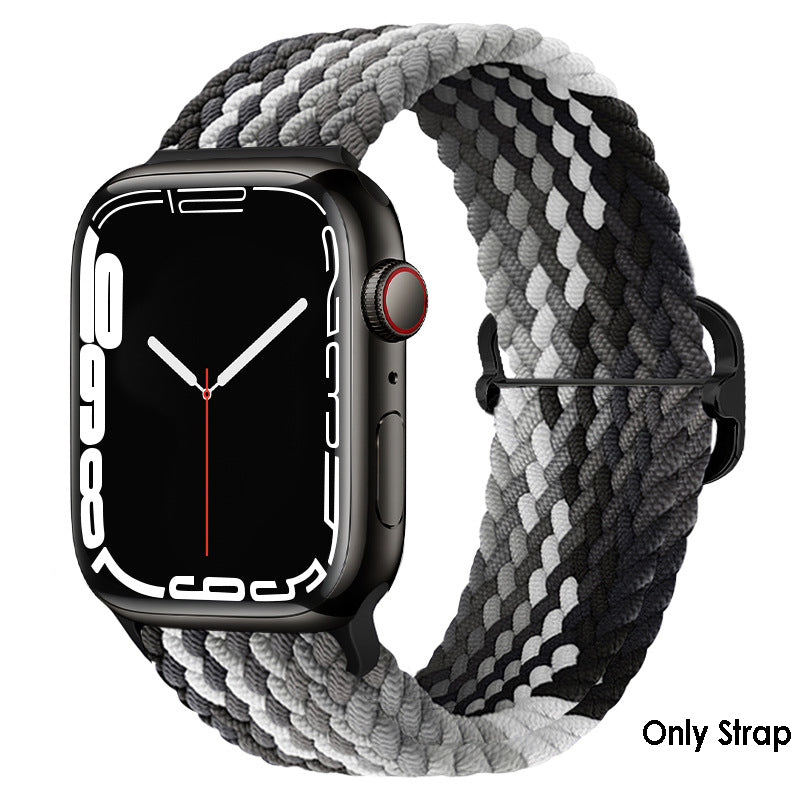 Soft Braided Loop Band For Apple Watch - Black Grey White