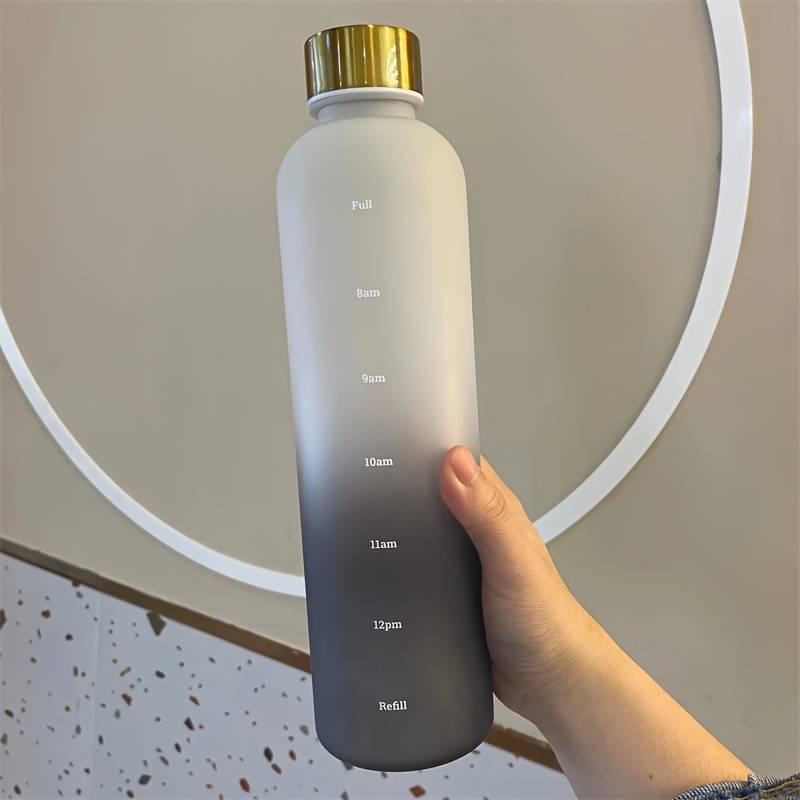 1L Gradient Water Bottle With Time Markers - Grey