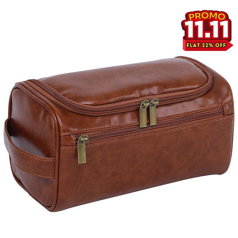 Vintage Faux Leather Toiletry Bag-DIVERSITY