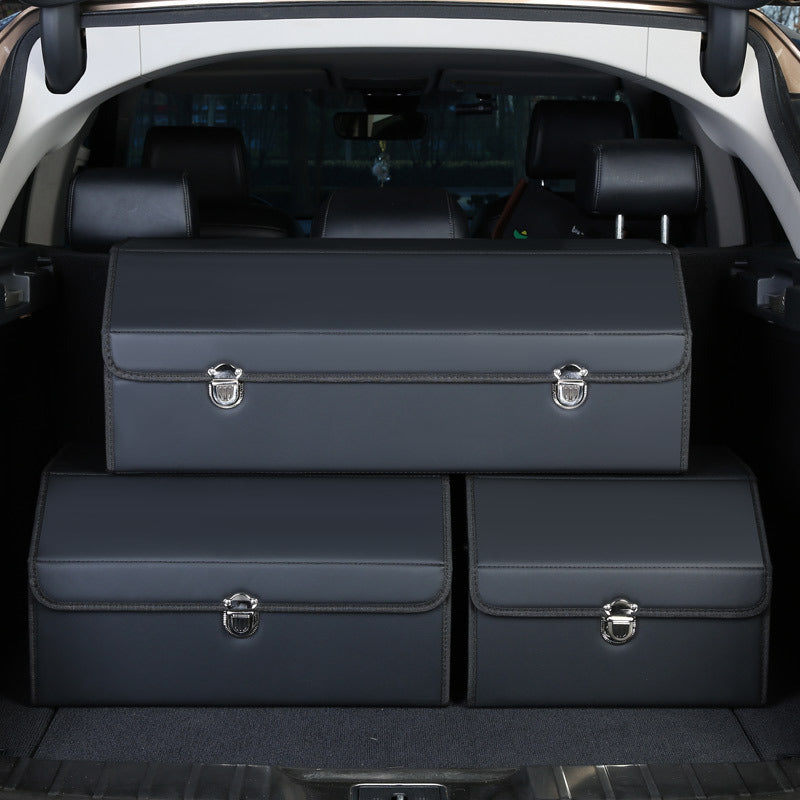 Car Leather Trunk Organizer Box - Black