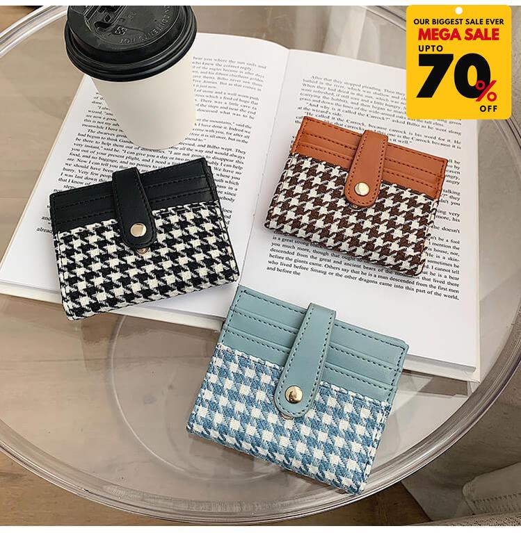 Plaid Pattern Card Holder Wallet-DIVERSITY