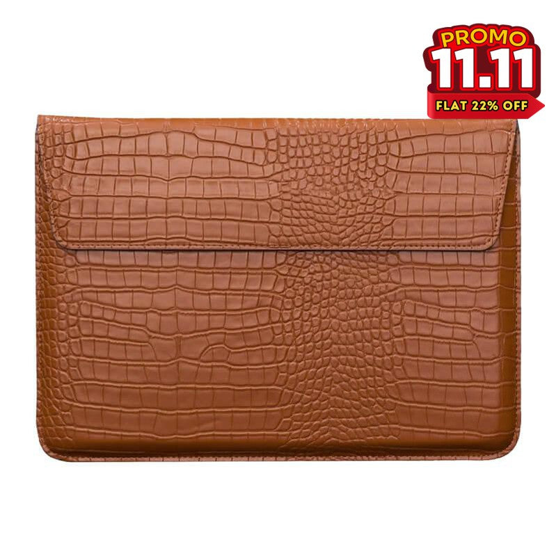 Crocodile Textured Leather Laptop Sleeve-DIVERSITY