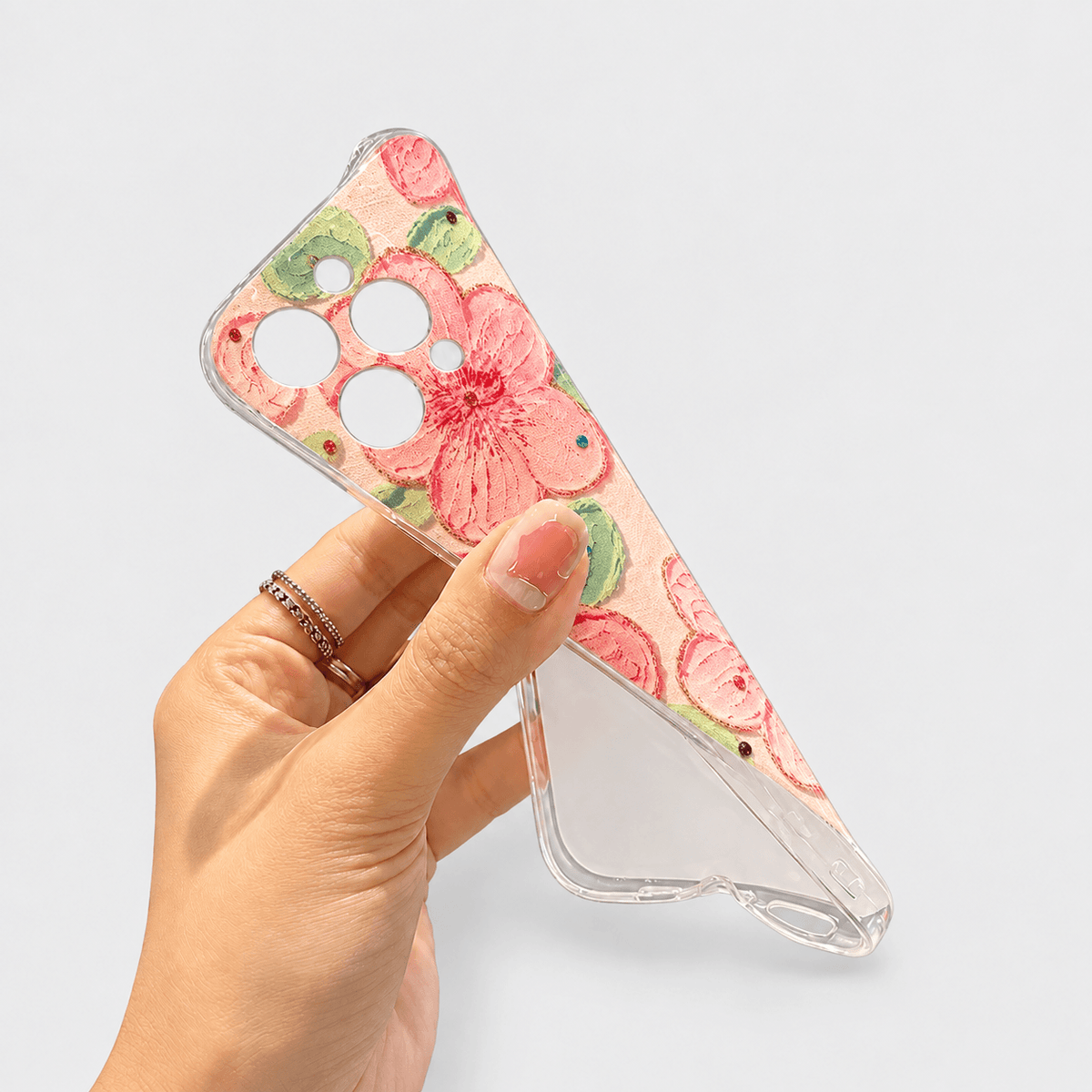 Floral Design Silicone Phone Case - Peach Blossom