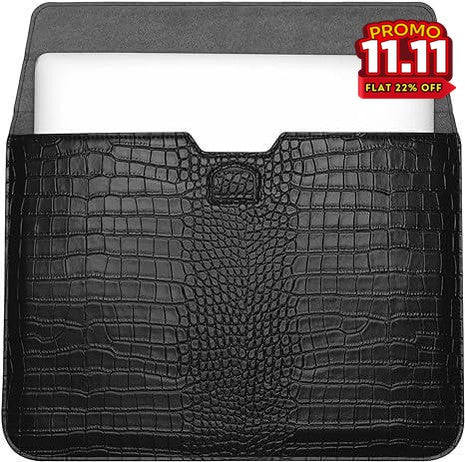 Crocodile Textured Leather Laptop Sleeve-DIVERSITY