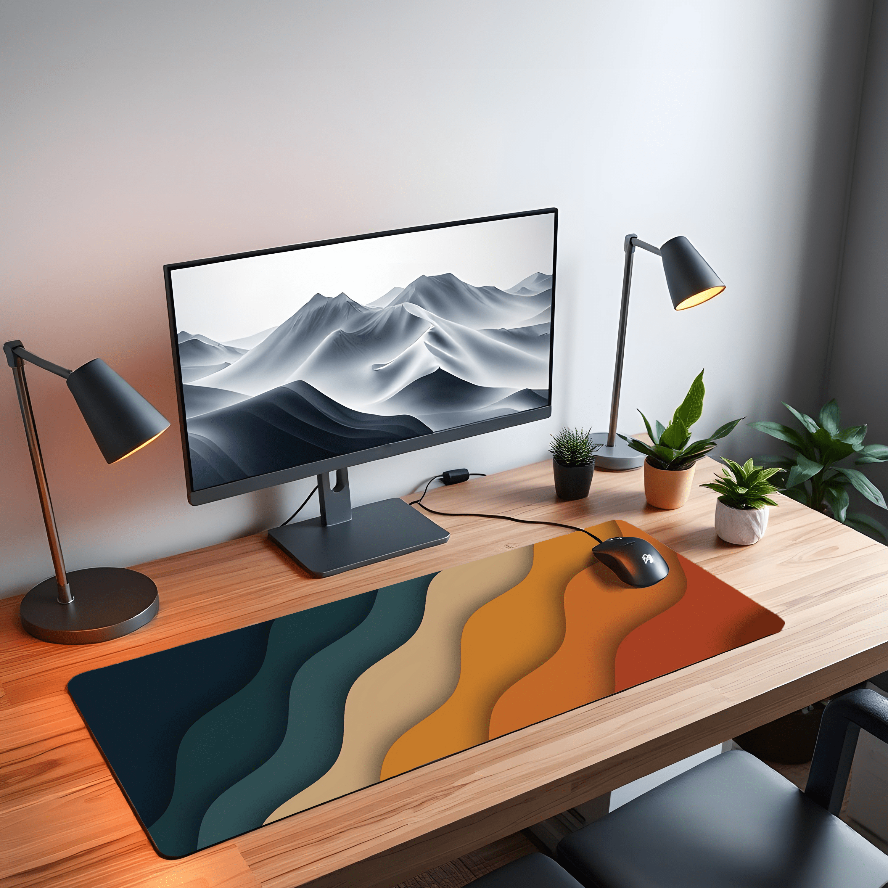 Printed Leather Desk Mat - Rainbow Clouds