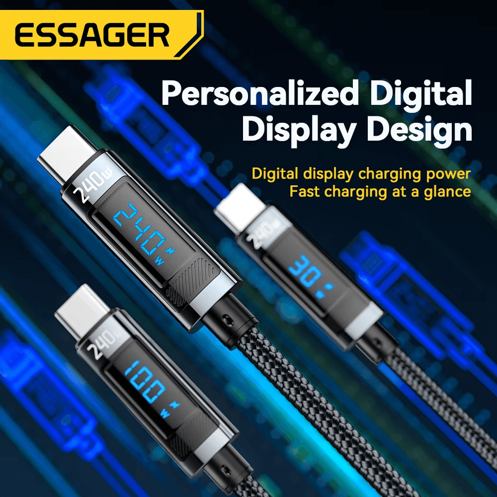 Essager 240W USB-C to USB-C Cable with Digital Display