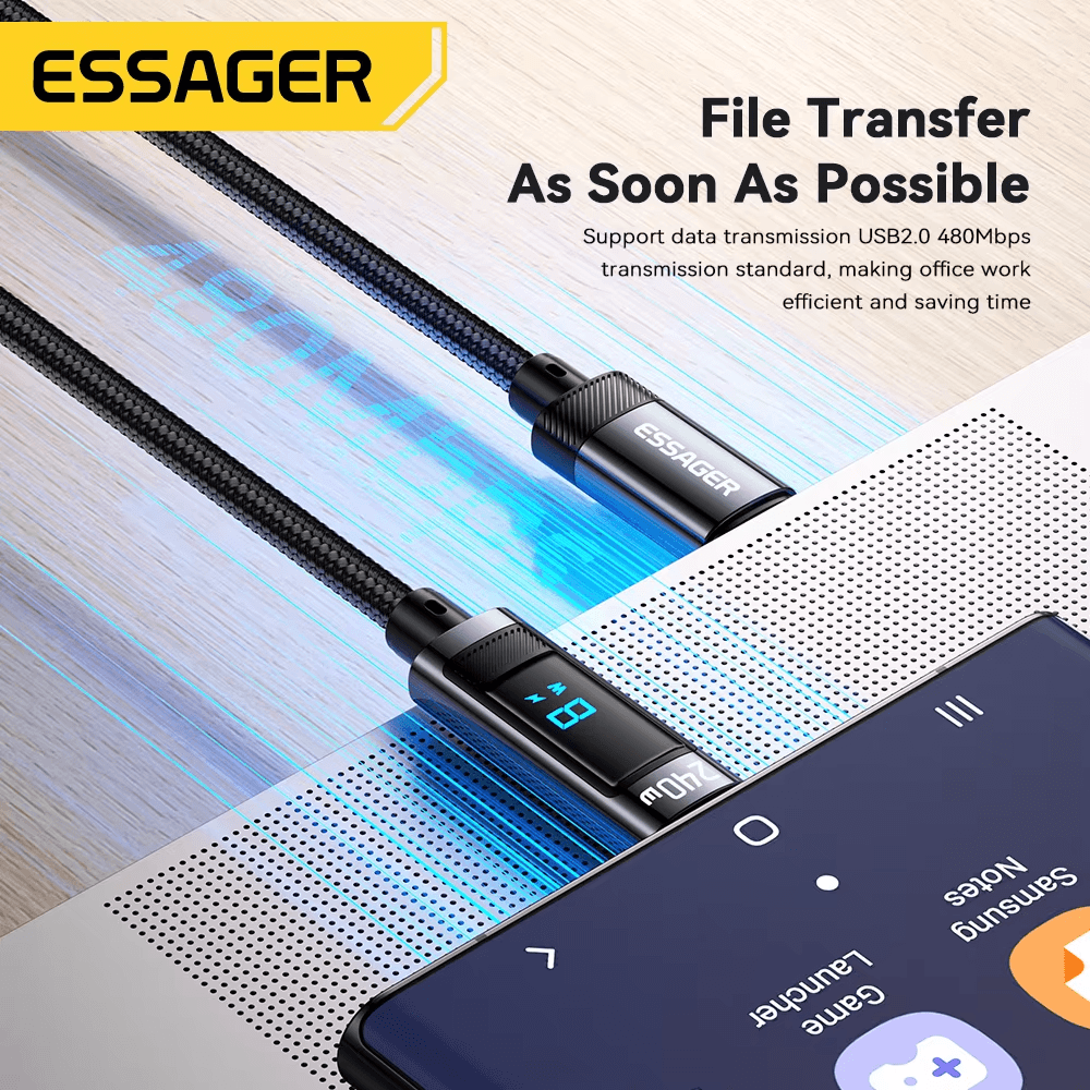 Essager 240W USB-C to USB-C Cable with Digital Display