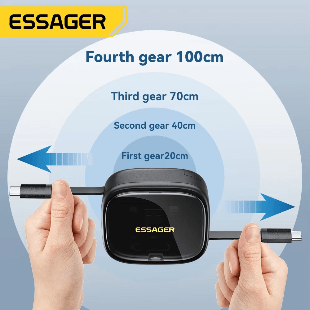 Essager 60W Retractable USB-C Cable & Multi-Adapter Kit with Storage Box
