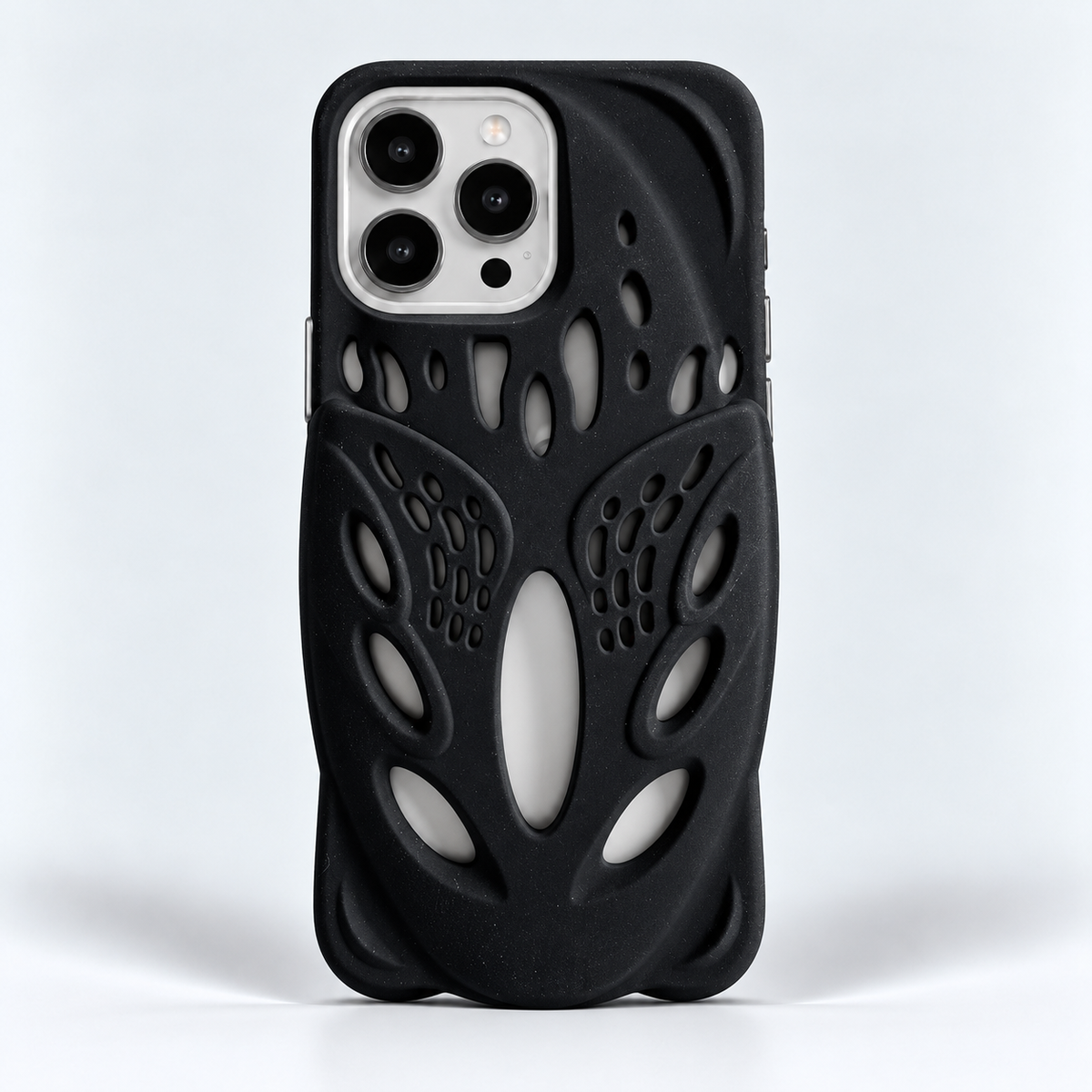 3D Hollow Silicone iPhone Case - Black
