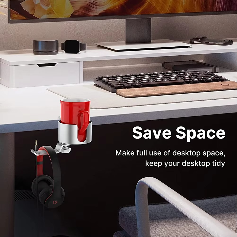 2 in 1 Desk Cup Holder with Headphone Hanger