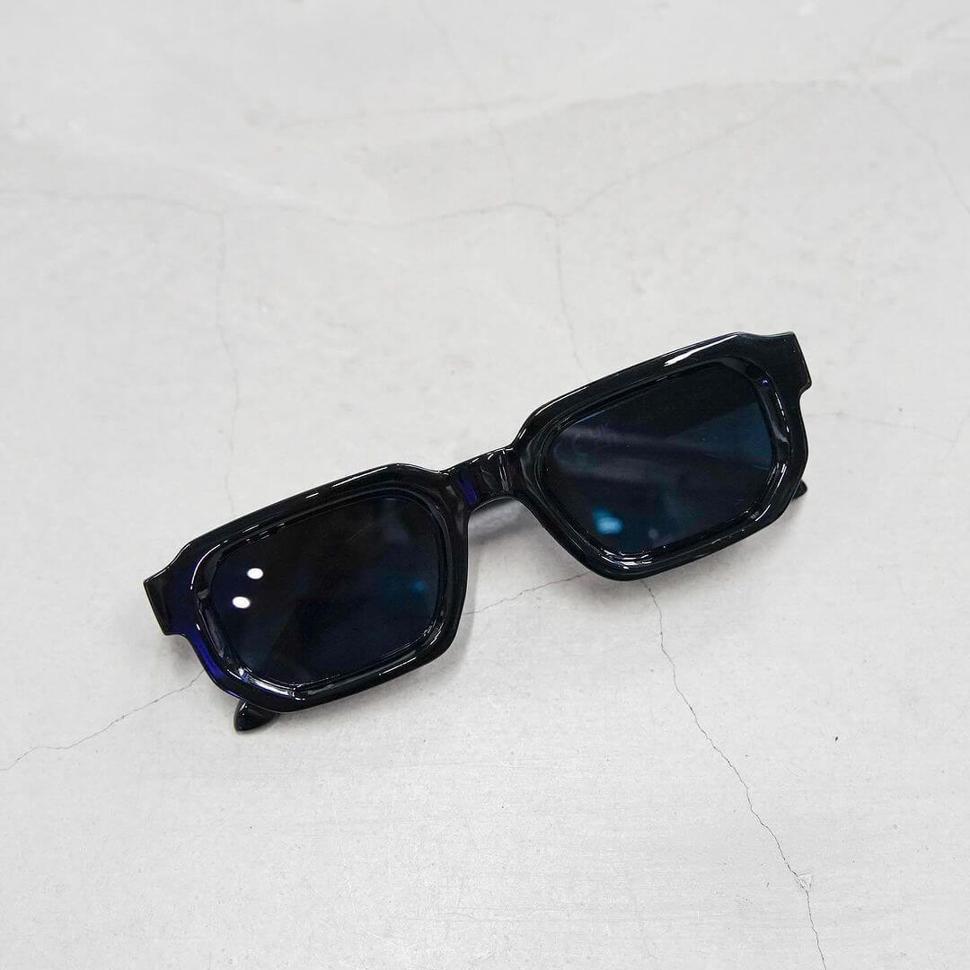 Modern Square Luxe Sunglasses - Black Frame Blue Lens