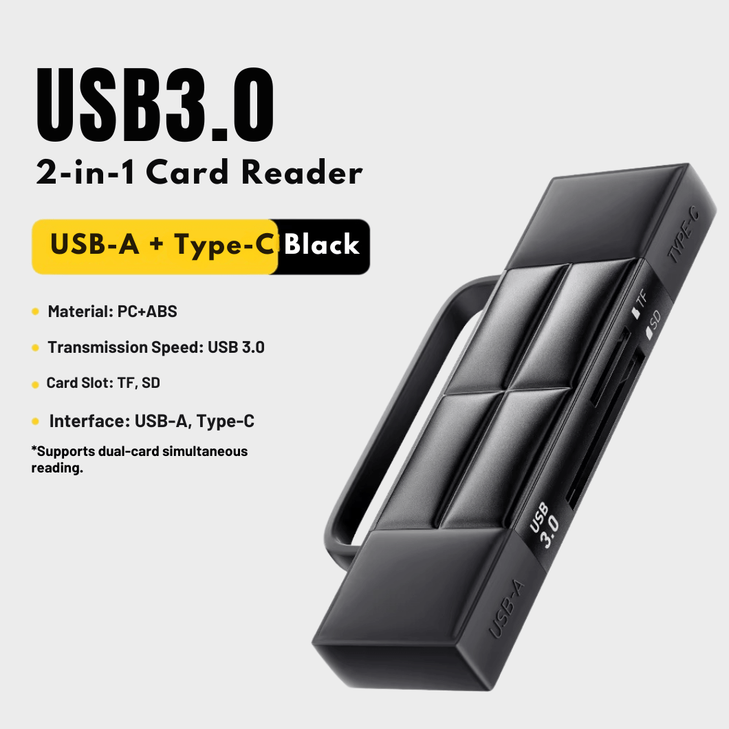 Essager 2-in-1 USB-C & USB-A 3.0 SD/TF Card Reader