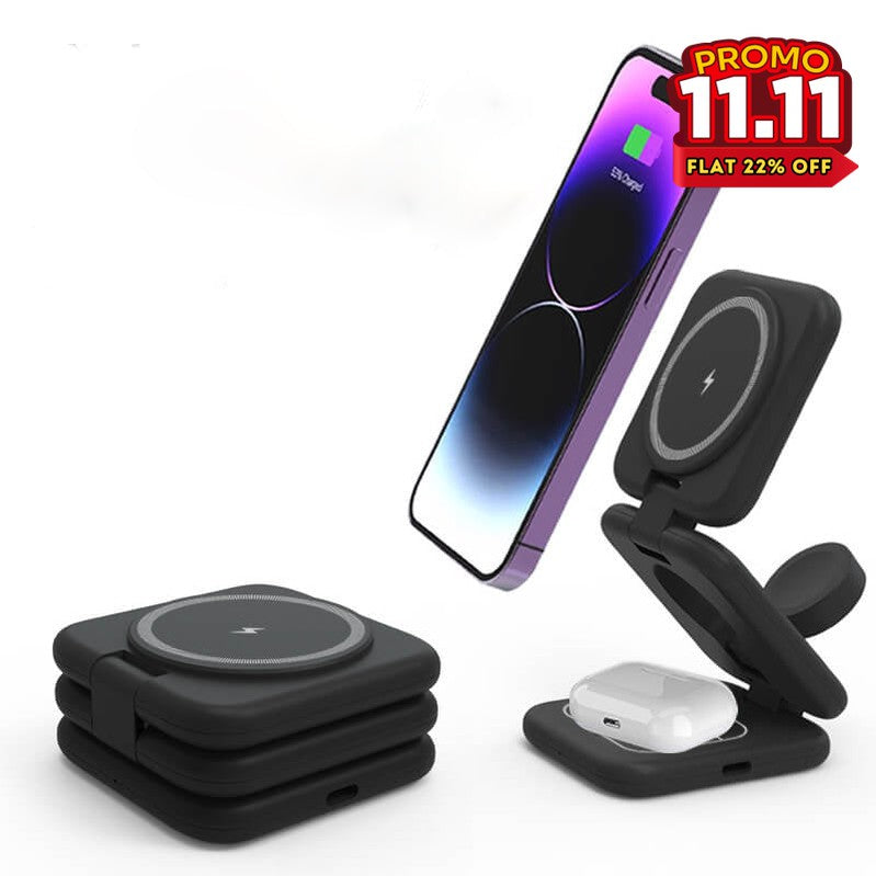 3 in 1 Foldable Magnetic Wireless Charger Stand-DIVERSITY