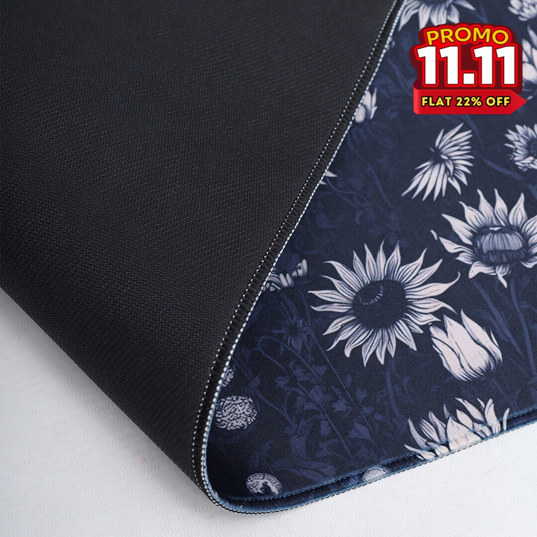 Printed Desk Mat - Black Sun Flowers-DIVERSITY