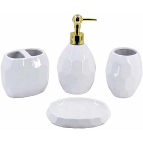 Hexagon Ceramic Bathroom Set - White
