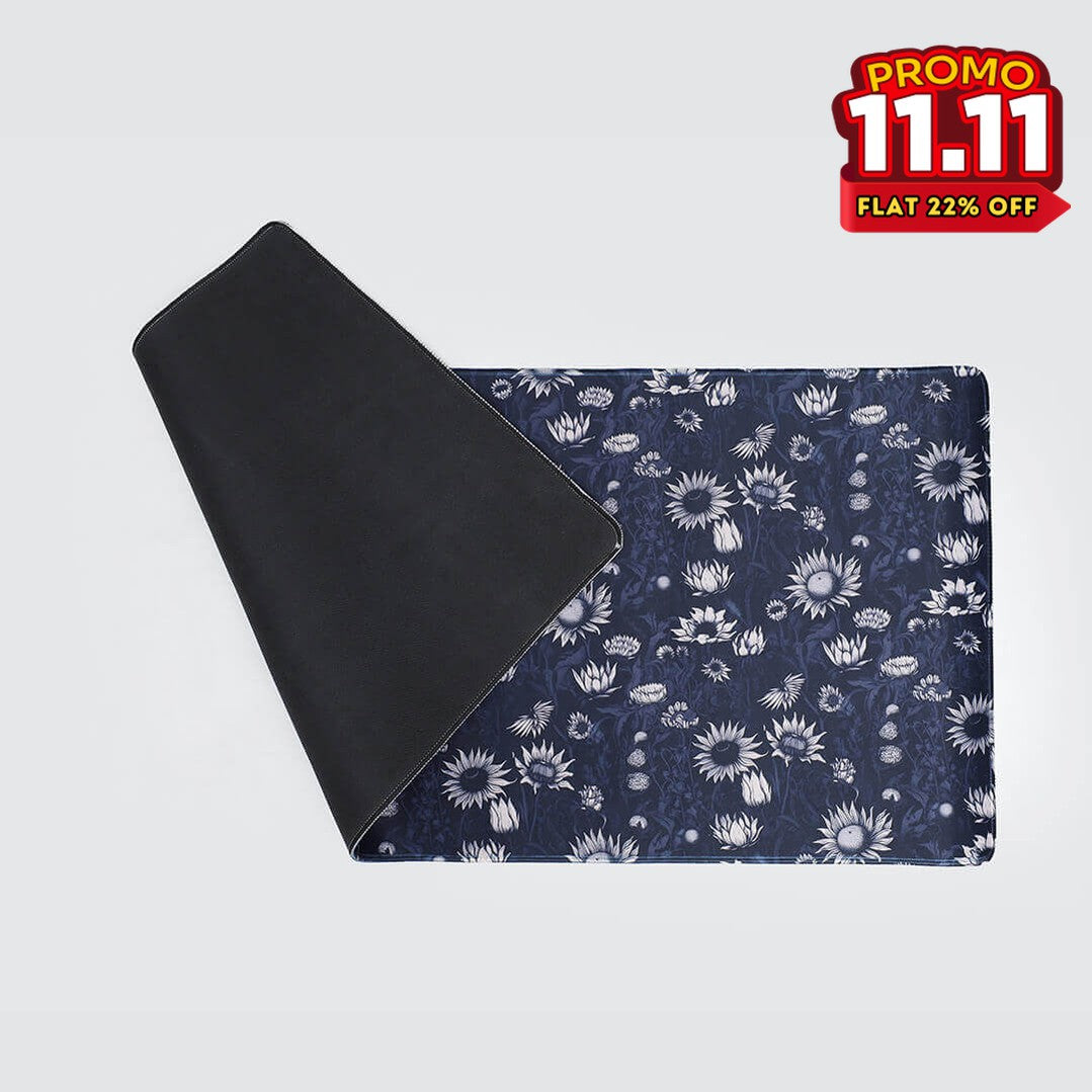 Printed Desk Mat - Black Sun Flowers-DIVERSITY