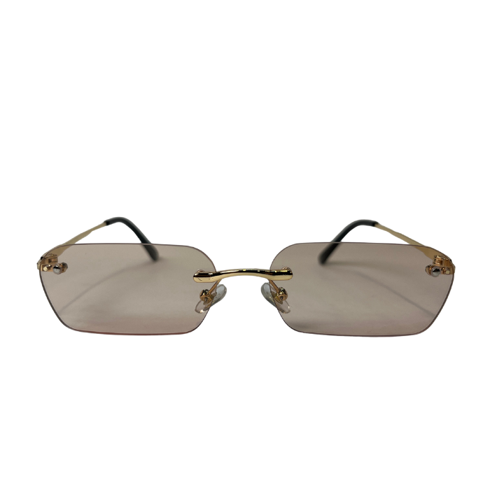 Rimless Rectangular Sunglasses - Light Brown