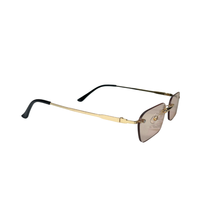 Rimless Rectangular Sunglasses - Light Brown