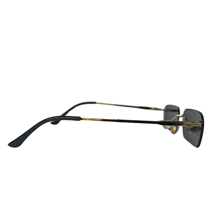Rimless Rectangular Sunglasses - Gold Black