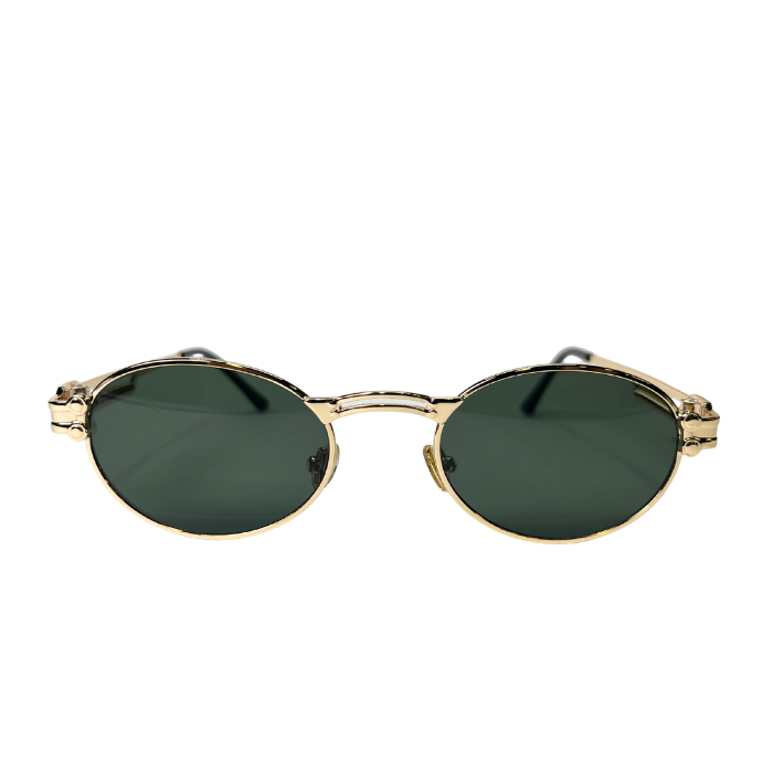 Vintage Oval Sunglasses - Gold Green