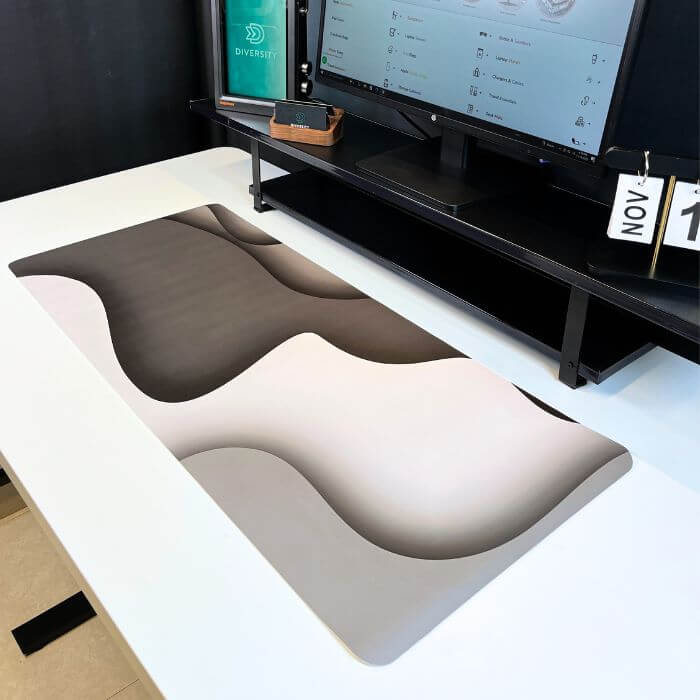 Printed Leather Desk Mat - Grey Clouds