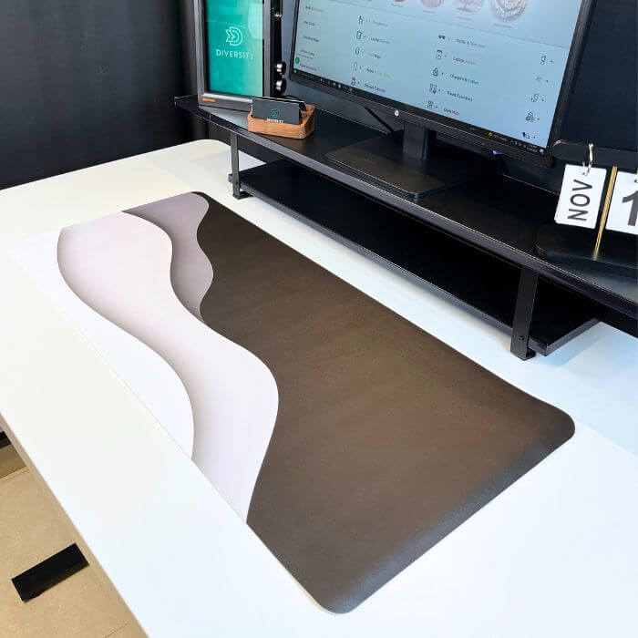 Printed Leather Desk Mat - Black Clouds