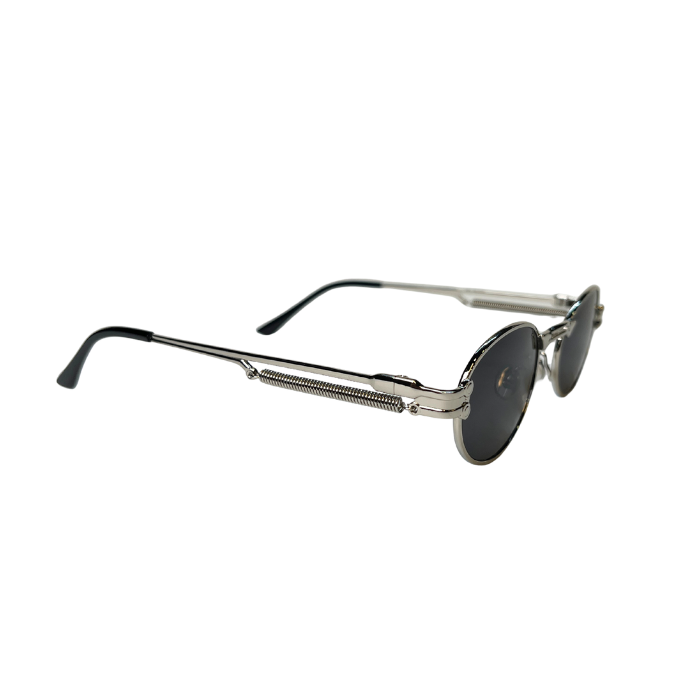 Vintage Oval Sunglasses - Silver Black