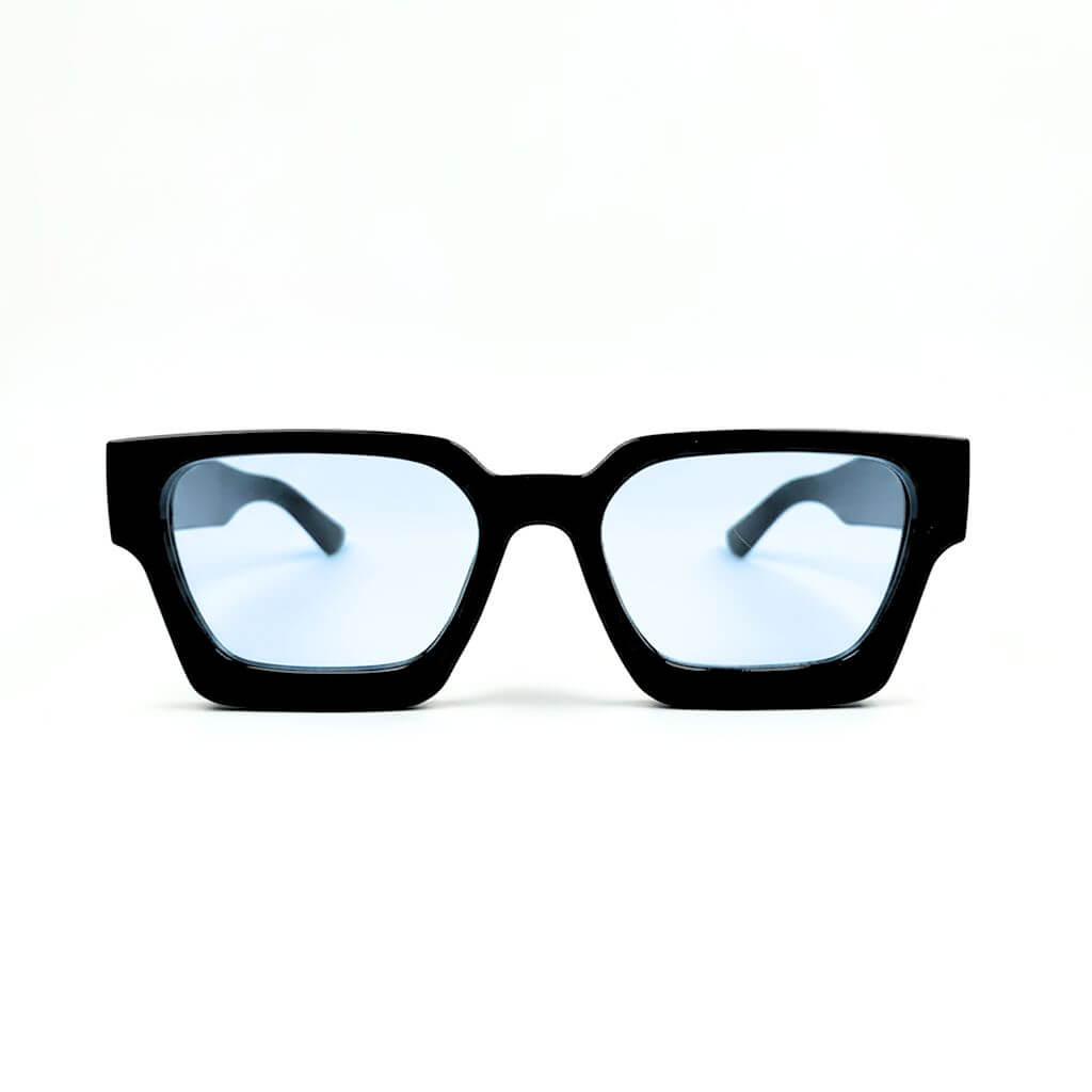 Urban Edge Rectangular Sunglasses - Black Frame Blue Lens