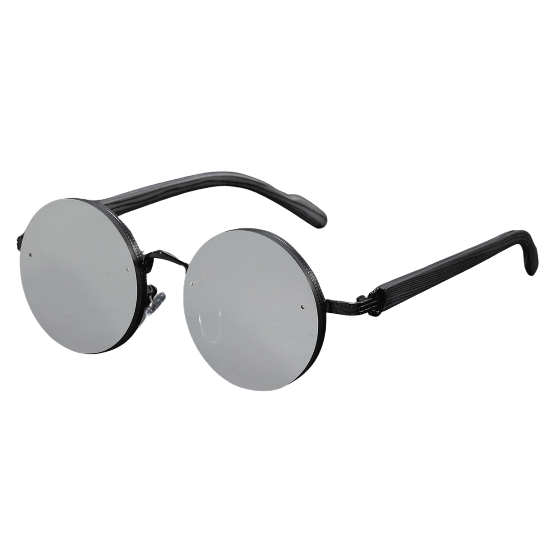 Retro Steampunk Round Sunglasses - Grey