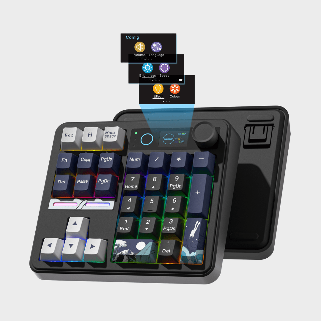 WOMIER SK30 Mini Wireless Keyboard with Multimedia Knob & Screen