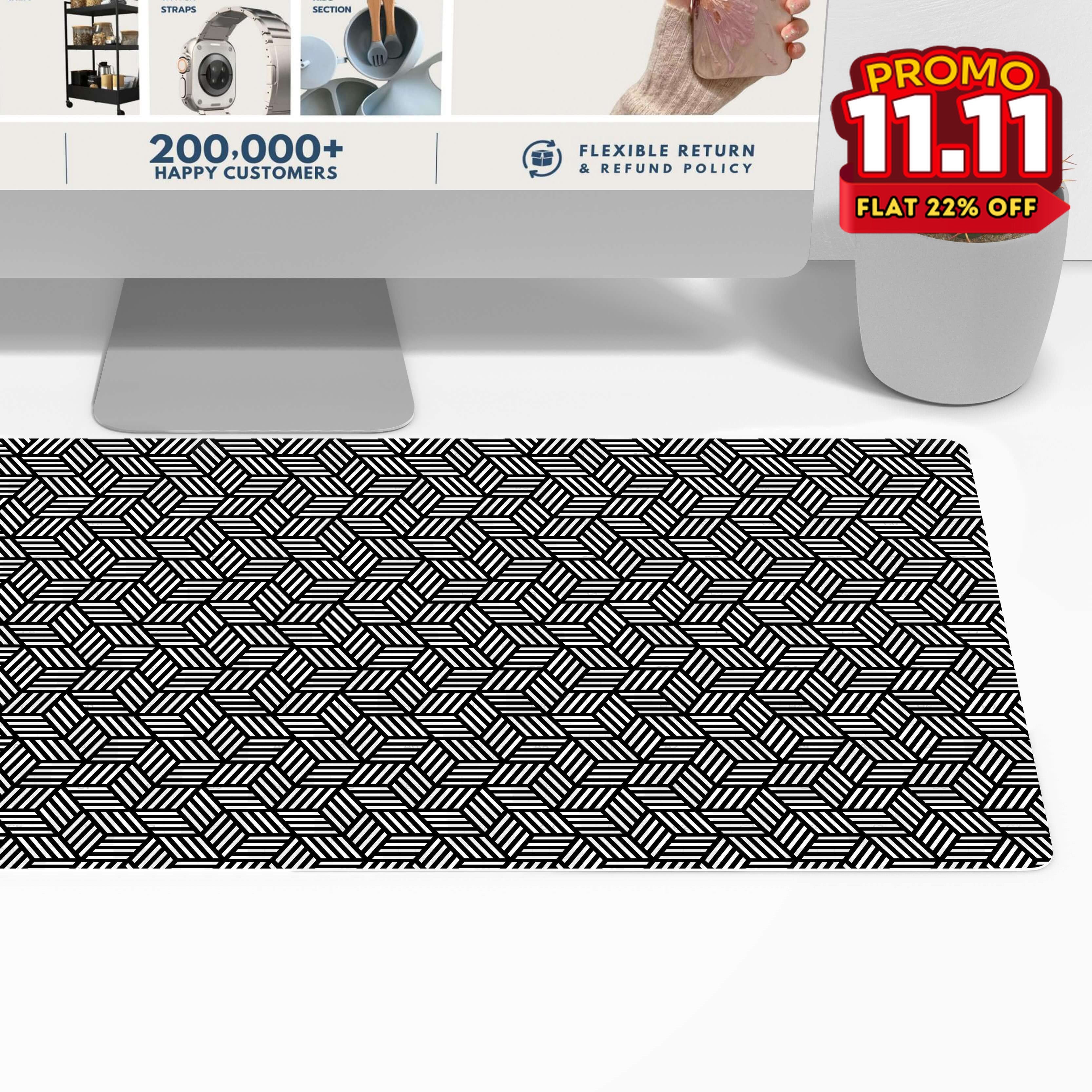 Printed Desk Mat - Hexagon Pattern-DIVERSITY