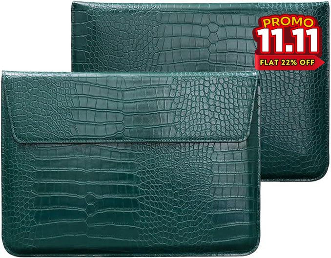 Crocodile Textured Leather Laptop Sleeve-DIVERSITY