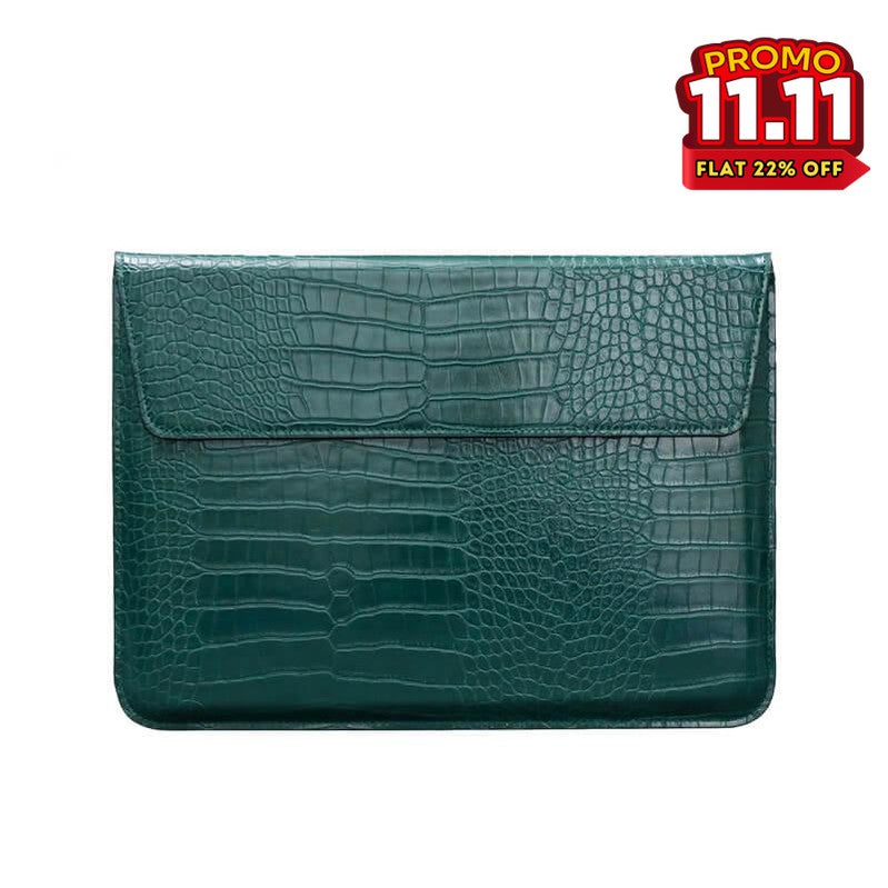 Crocodile Textured Leather Laptop Sleeve-DIVERSITY