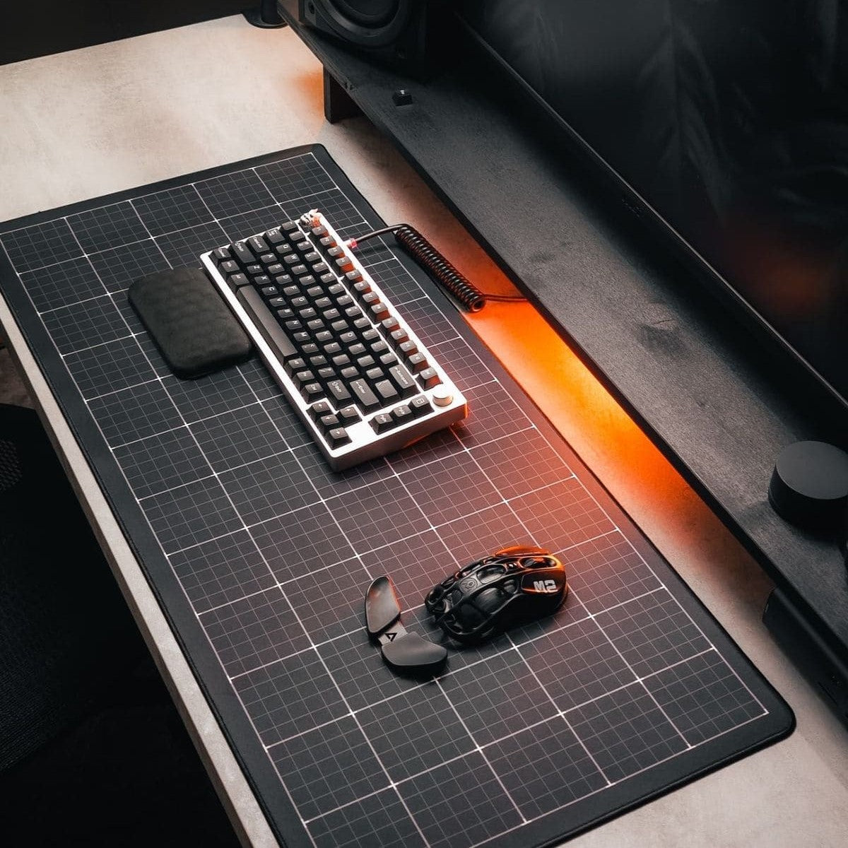 Printed Leather Desk Mat - Grid